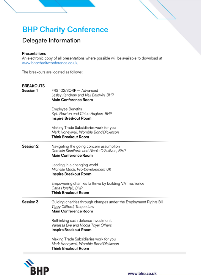BHP Delegate Information